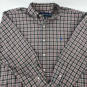 Classic Ralph Lauren Blake Plaid Mens Office Wear Casual Preppy Polo Logo Size S